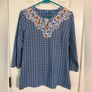 J.McLaughlin Catalina cloth tunic top size small blue orange